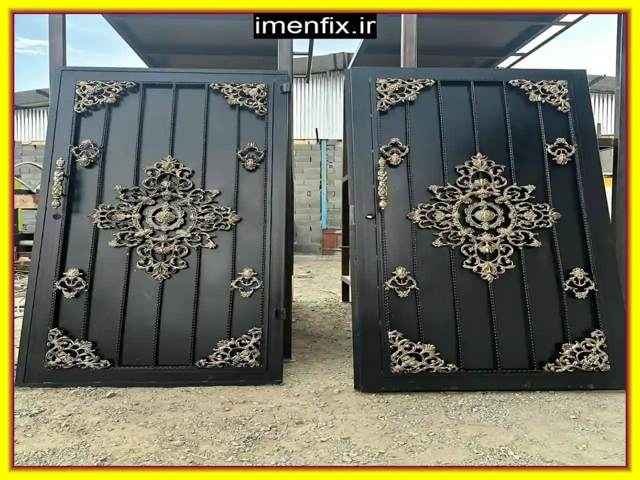 درب حیاط طرح دار تک لنگه