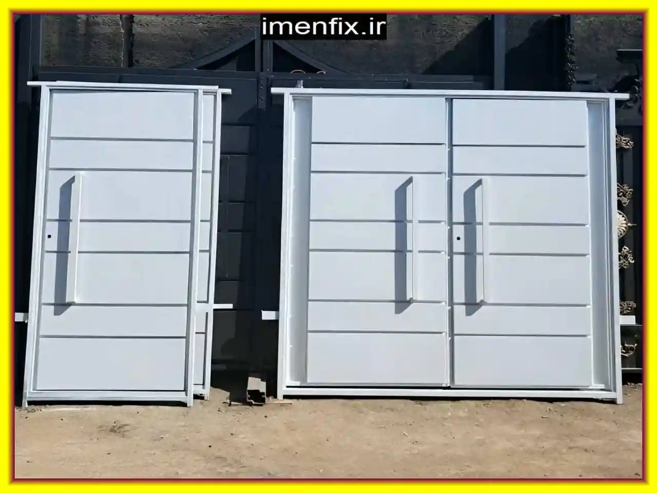 درب حیاط طرح دار یک و نیم لنگه