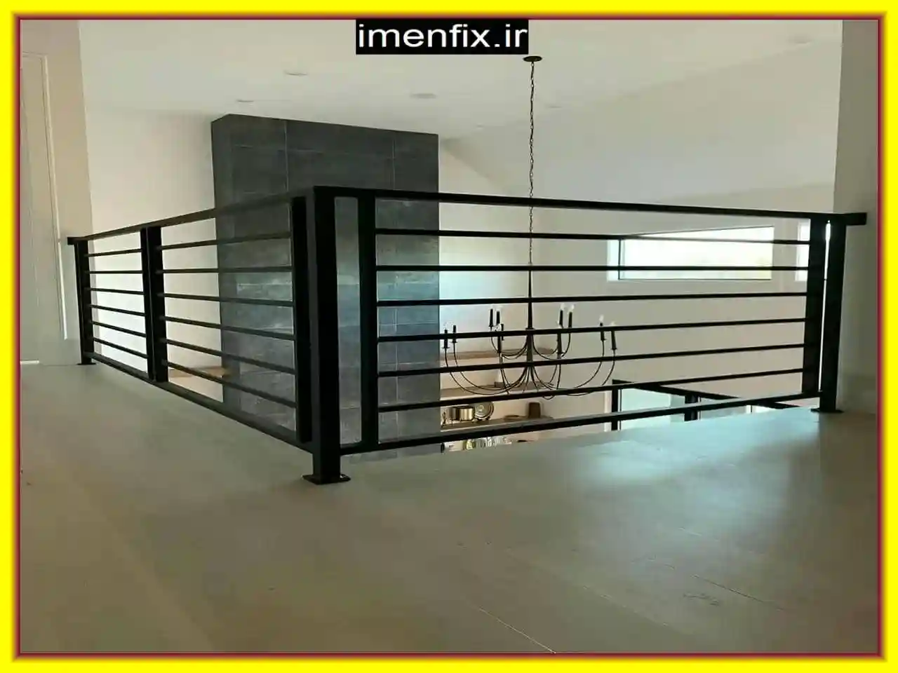 نرده فلزی تراس با قوطی ساده