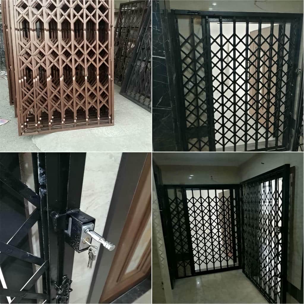 درب آکاردئونی ضد سرقت با ریل روان و حرکت جمع شونده