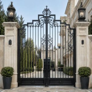 11 مدل درب حیاط مشکی طلایی