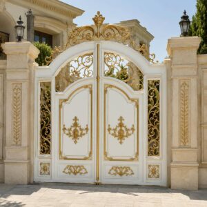 9 طرح درب حیاط سفید طلایی