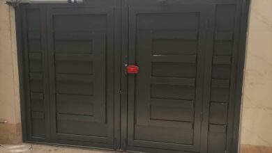 12 طرح جک بازویی درب پارکینگ دو لنگه