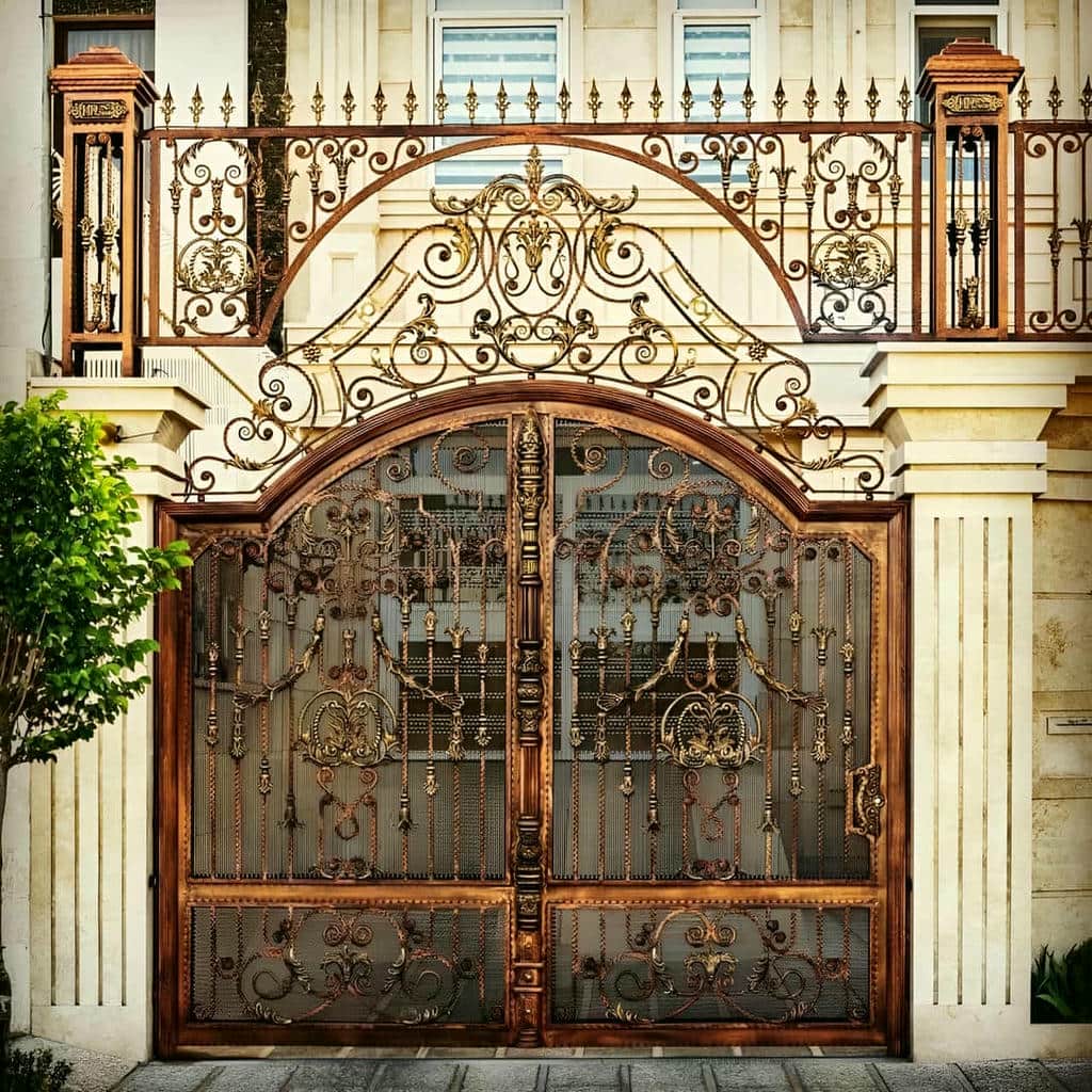 ساخت درب حیاط لولایی ستون دار با پروفیل مقاوم و فرم هماهنگ