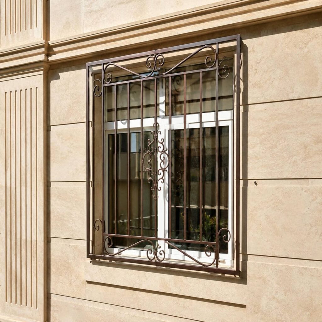 طرح شبکه هندسی حفاظ پنجره طبقات پایین برای نمای سنگی