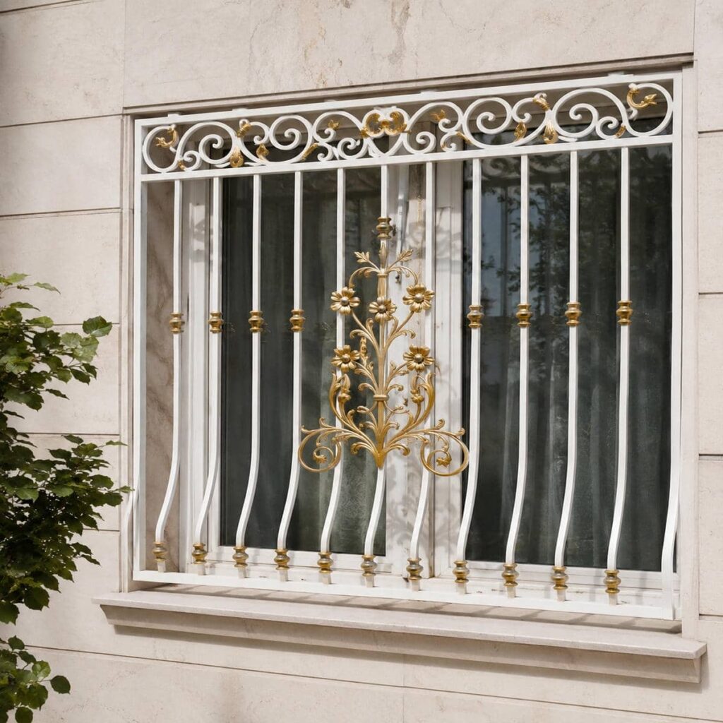 حفاظ پنجره جای گلدان دار با باکس یکسره نمای مدرن