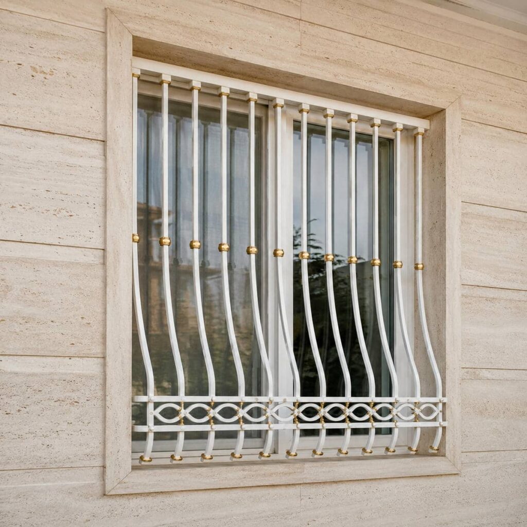اجرای حفاظ پنجره طبقات پایین با خطوط تراز و منظم