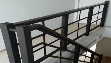 نرده راه پله فلزی با پوشش مقاوم