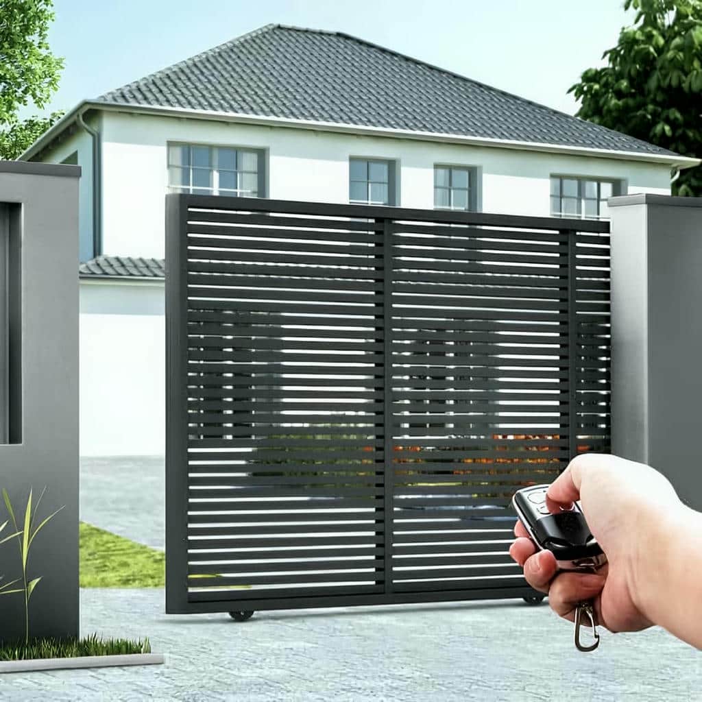 جک درب پارکینگ سفید روی ورودی باغ